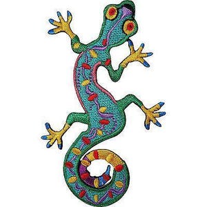 Grön Geckoödla Broderad Stryk-på-lapp Sy-på-lapp Kläder Topp Klänning Kjol Badge