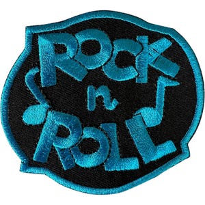 Svartblå Rock and Roll-lapp Stryk- och sy-på kläder Musiknoter Broderad märke