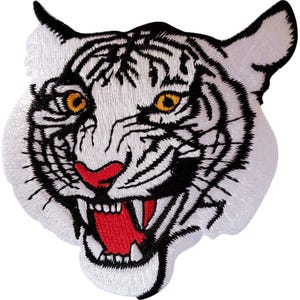 Stryk-på broderad vit tigerlapp / sy-på motorcykel motorcykel bikermärke