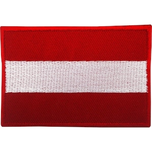 Österrikes flagga tygmärke Stryk-på märke Sy-på österrikisk flagga broderad applikation motiv