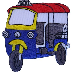 Tuk Tuk Patch Iron Sew On Clothes Bag Thailand Rickshaw Thai Embroidered Badge