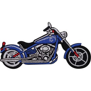 Blue Chopper Motorcycle Embroidered Iron On Patch Sew On Patch Motorbike Jacket Badge