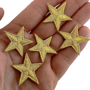 5 X Mini Gold Star Patches Iron Sew On Small Stars Tiny Embroidered Badge Patch