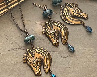 OOAK *Zebra* earrings and necklace *safari*