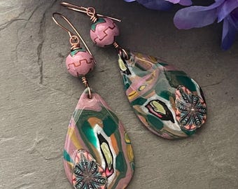 Unique clay earrings, porcelain, southwest