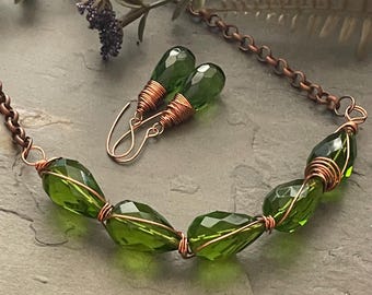 Green Quartz, green quartz  necklace, quartz jewelry, green jewelry