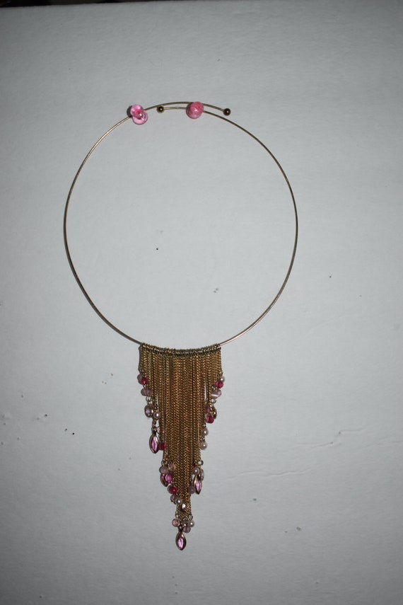 Gold Colored Beaded Choker Necklace