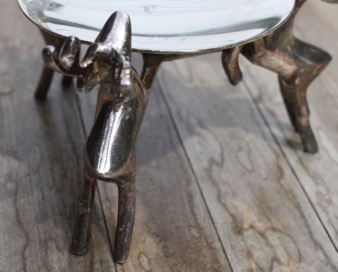 Vintage Silverplate Reindeer CANDLE Holder FREE SHIPPING Etsy