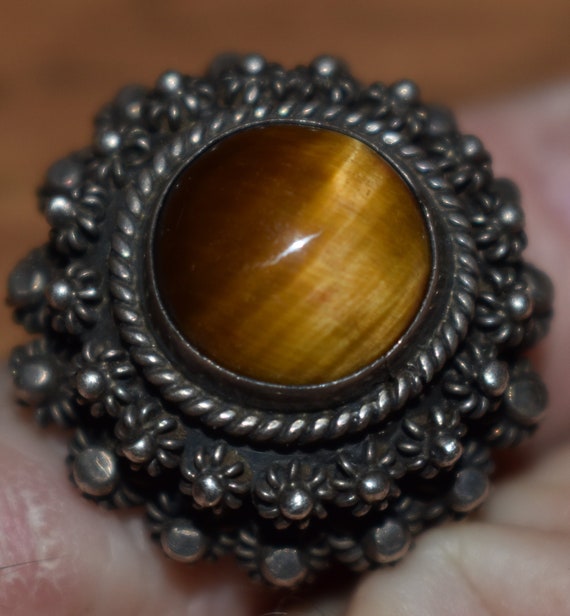 SALE ** Tiger's Eye Vintage "POISON" Ring - FREE … - image 1