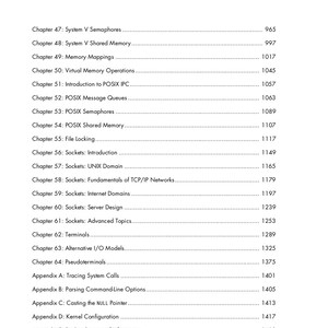 Może przedstawiać: Czarno-biała strona spisu treści z książki technicznej, zawierająca listę rozdział&oacute;w od 38 do 64, dodatki od A do F, bibliografię oraz indeks, z odpowiadającymi im numerami stron od 783 do 1447 na białym tle.