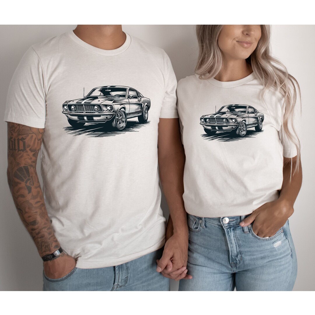 Vintage 1969 Mustang Handdrawn Style Tshirt Classic Car Enthusiast Apparel Muscle Car Shirt