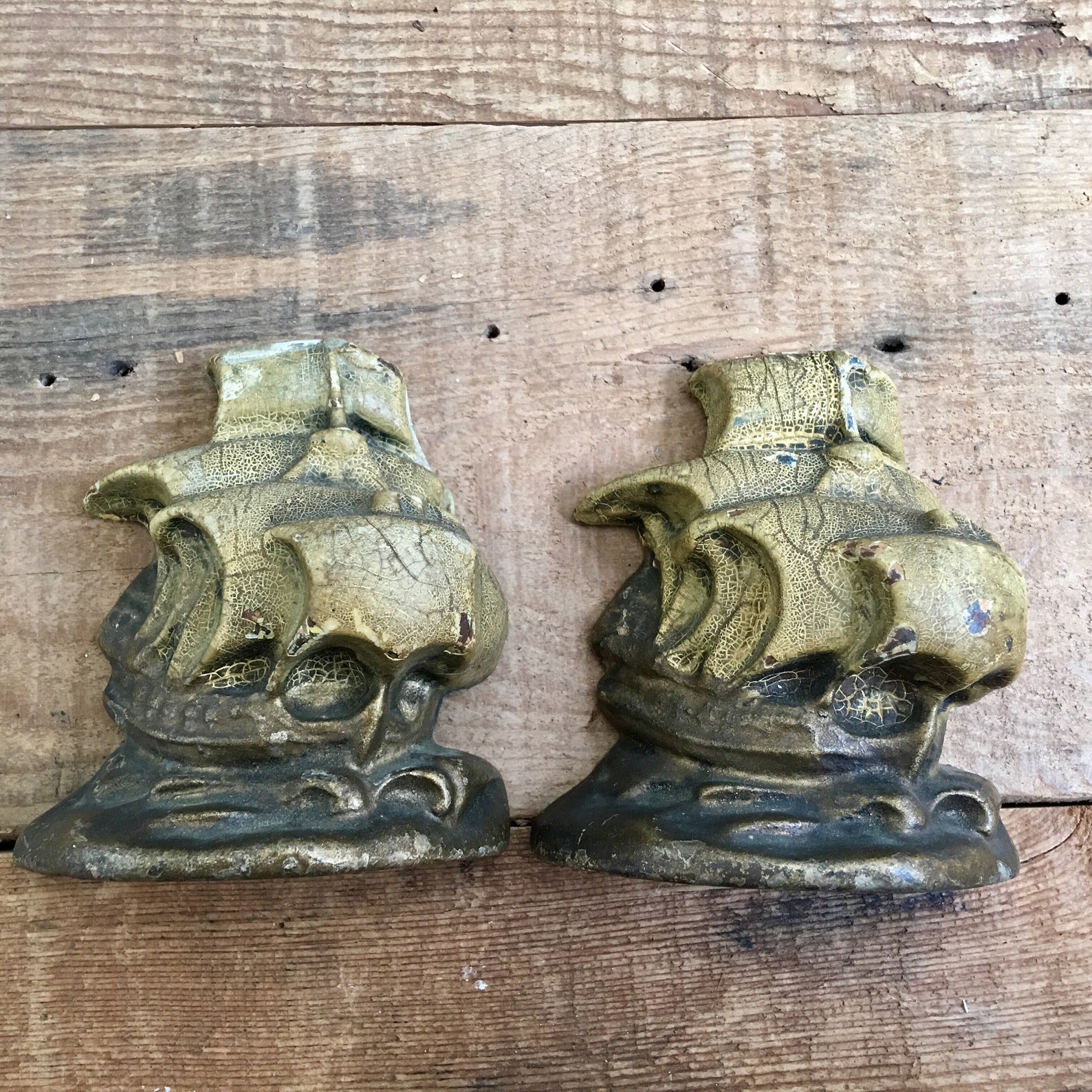 Vintage pirate ship bookends cast iron bookends clipper Etsy Italia