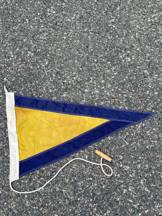 Antique Wool Blue Yellow Sailing Pennant. Ship Flag Nautical Etsy