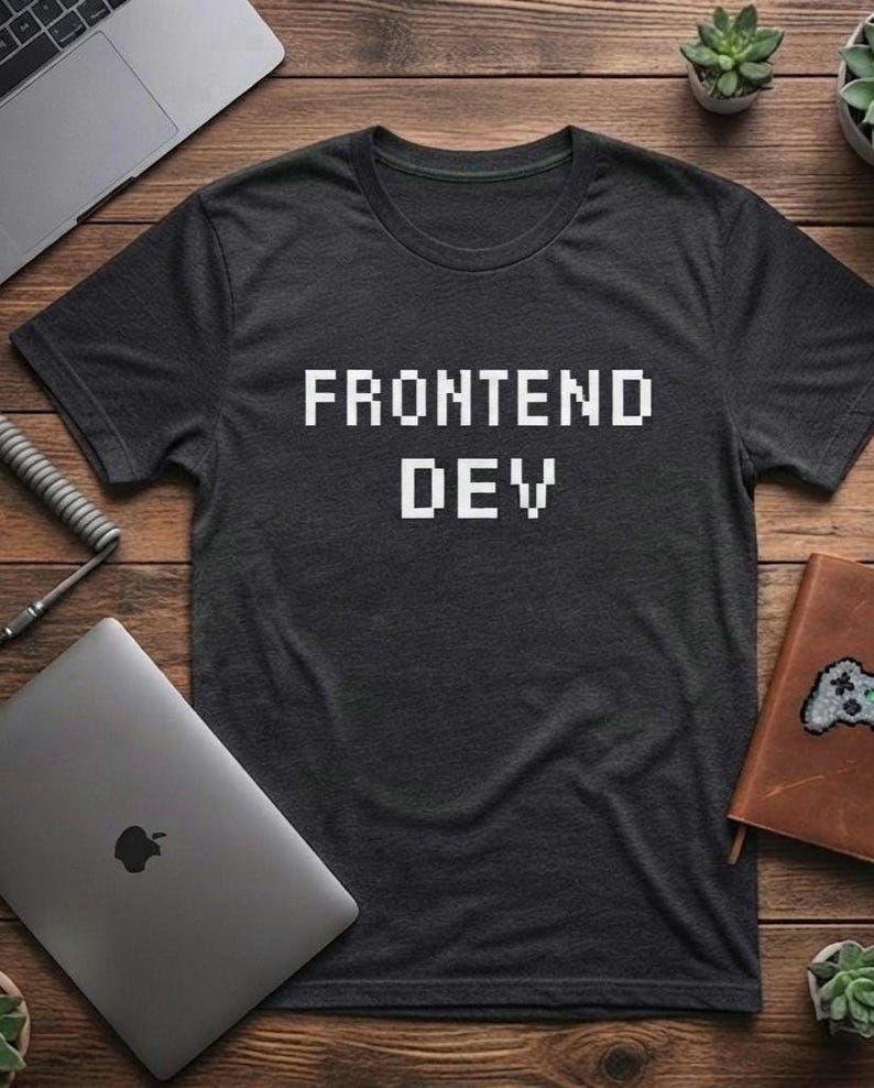 Camiseta Frontend Dev Pixel Font, Regalo para Desarrolladores Web, Camiseta Unisex de Algodón imagen 2