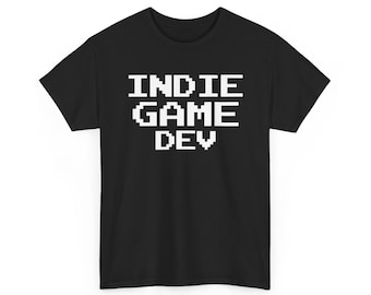 Camiseta para desarrolladores de videojuegos independientes: Camiseta retro de pixel art para programadores.