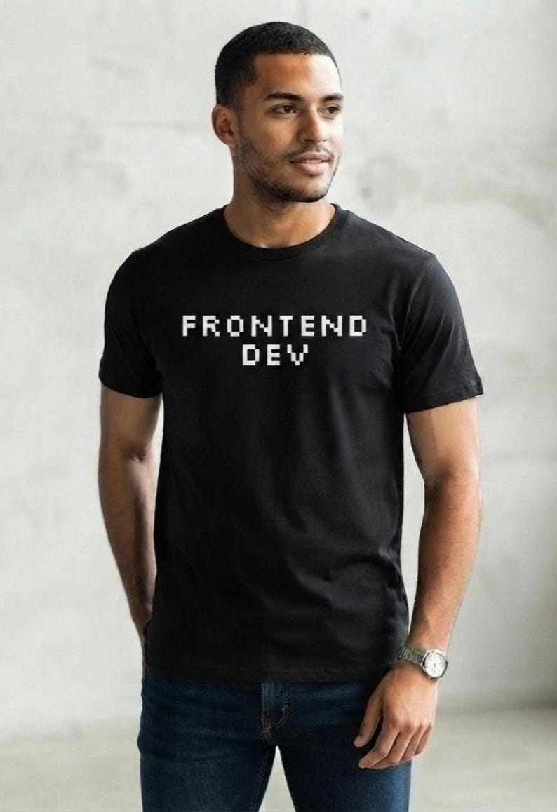 Camiseta Frontend Dev Pixel Font, Regalo para Desarrolladores Web, Camiseta Unisex de Algodón imagen 1
