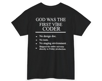 Camiseta "God First Vibe Coder", camiseta divertida para programadores, camiseta con humor para ingenieros de software.