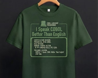 Camiseta de programador COBOL, camiseta vintage de informática, ropa tecnológica retro.