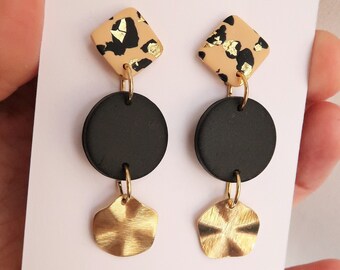 funky 90/'s earrings retro statement earrings Dangle clay earrings