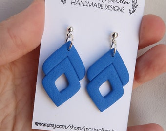 Cobalt blue Earrings Clay Earrings Blue Clay Earrings Statement Earrings