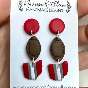 OSU earring ohio state jewelry ohio state buckeye earring ohio state clay earring ohio earring football earring ohio state football earring