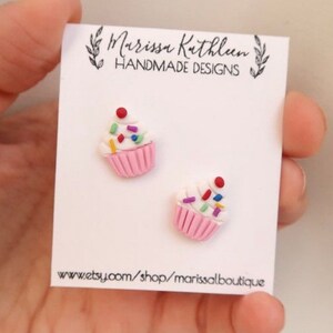 Clay Cupcake Earrings Clay Earrings Clay Birthday Earrings BIrthday Cake Earrings Celebration Earrings Birthday Cupcake Earrings
