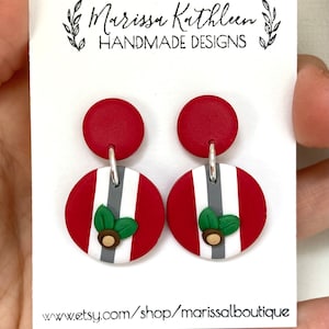 Handmade Polymer Clay Earring Statement Earring Dangle Earring Handmade Jewelry OSU earrings Ohio State Earrings Ohio State  Earring