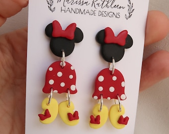 Clay Earrings Minnie Earrings Mouse Earrings Vacation Earrings Happiest Place Cruise Earrings Travel Earrings Spring Break Florida