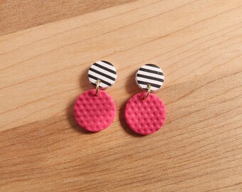 Crest stripes polymer clay earrings