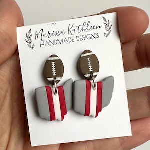 Football earrings ohio earrings ohio state shaped earrings clay football earrings buckeye