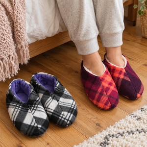 Molde para costura de pantufas de casa, pantufas femininas de inverno forradas com lã macia (tamanhos 6 a 10)