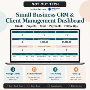 CRM-Tabelle für Kleinunternehmen | Kundenverwaltung, Projekt- und Zahlungsverfolgung | Excel Google Sheets