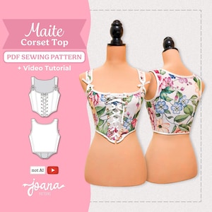 Corset Sewing Pattern | Renaissance Cottagecore Bodice | Front Lacing Corset Pattern | XXS-5XL | PDF Download + Video