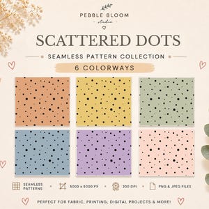 Scattered Polka Dot Seamless Pattern, Random Dots Digital Paper, Playful Fabric Print for Scrapbook, Sublimation and POD