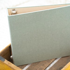 Álbum personalizado com 3 argolas para escritório, fichário escolar, álbum de recortes, receitas - linho verde espuma do mar