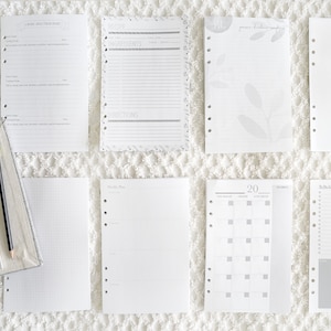 A5 Refill Page Inserts or Half Size Mini Ring Binder Page Inserts