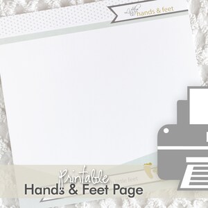 Printable Memory Book Page  - Hands and Feet Print Page