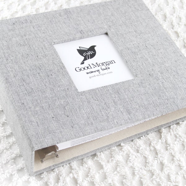Baby Memory Book Custom 5 Year Baby Memory Album Scrapbook  - Charcoal Linen Grey