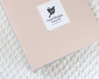Baby Memory Book Custom 5 Year Baby Memory Album Scrapbook  - Peach Pink Linen