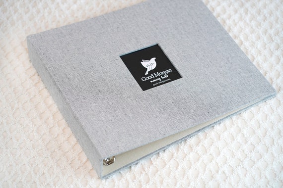 12x12 Fabric Scrapbook Binder Album Charcoal Linen Grey 