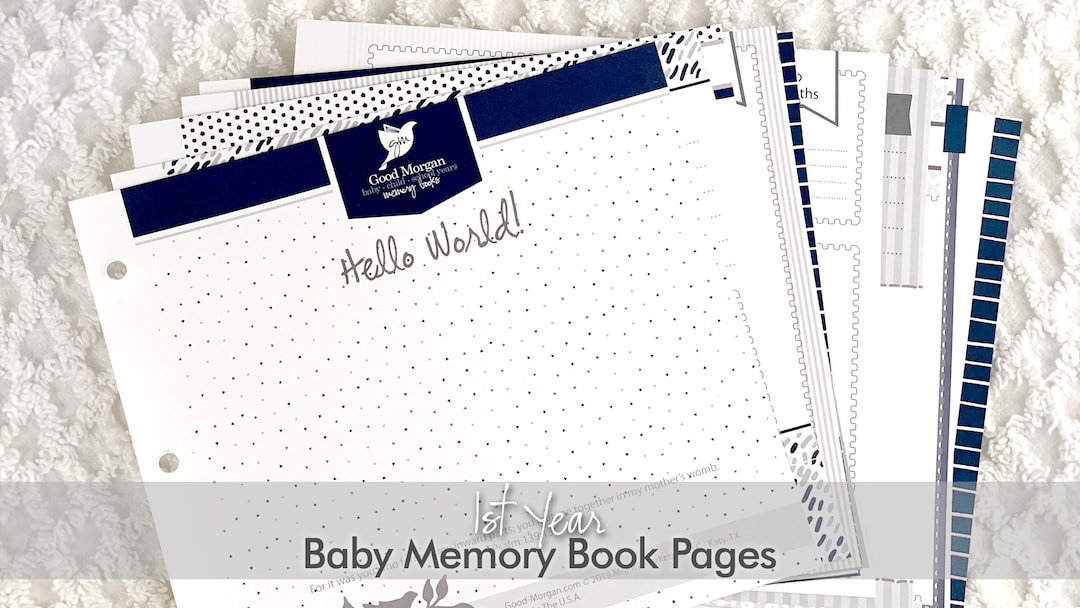1st Year Baby Memory Book Printed Pages - Double side print, 8.5"x11" w/3ringhole