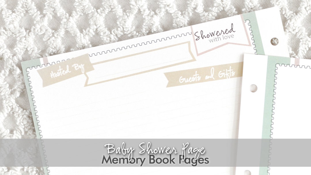 Extra Baby Shower Printed Page, Double Sided, 8” x 11”