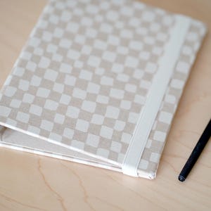 A5 Cloth 6 Ring Binder Planner Organizer  - Checkerboard Tan Print Fabric