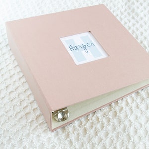 Álbum personalizado com 3 argolas para escritório, fichário escolar, álbum de recortes, receitas - linho rosa