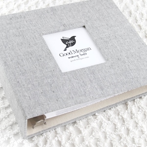 12x12 Fabric Scrapbook Binder Album Charcoal Linen Grey 