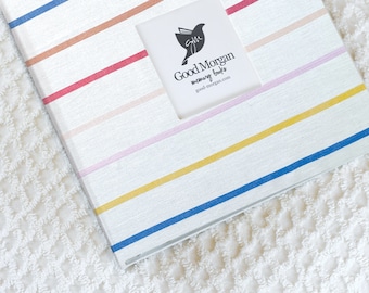 1 Year Baby Memory Book - Colored Striped Linen