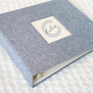 Baby Memory Book Custom 1 Year Baby Memory Album Scrapbook - Indigo Linen