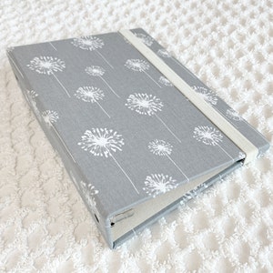 A5 Cloth 6 Ring Binder Planner Organizer - Grey Dandelions