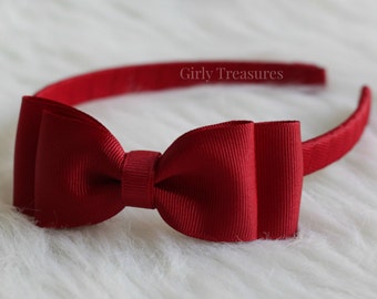 Cranberry Bow Headband. Girls Bow Headband. Bow on Plastic Headband. School Headband. Preppy Headband. Bow Headband. Toddler Headband.