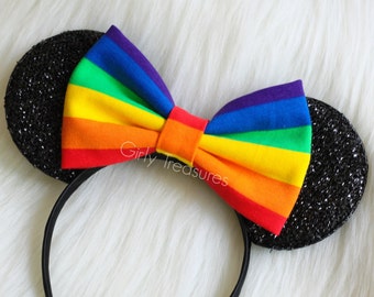 Disney Parks Gay Days Pride Minnie Mouse Sequin Rainbow Ears Headband Adult Size Disney Parks Gay Days Pride Minnie Mouse Sequin Rainbow Ears Headband Adult Size
